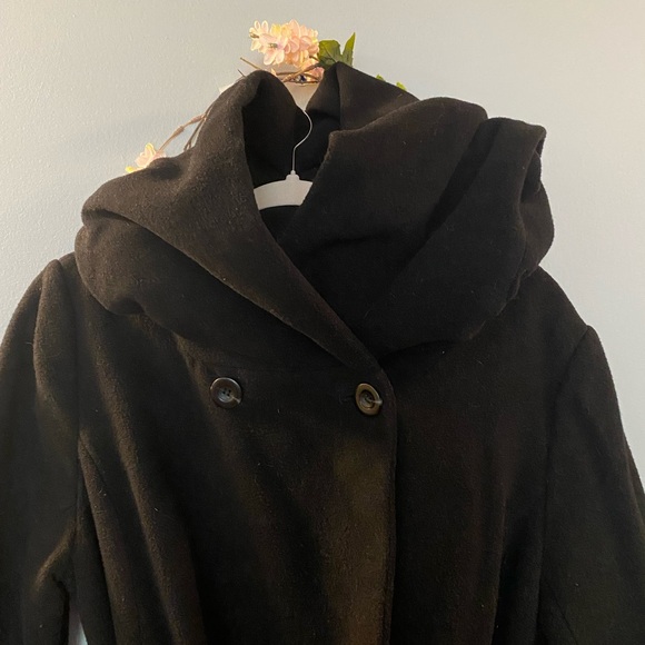 Wool coat | winter wool jacket | belted coat | black wool - Picture 5 of 7